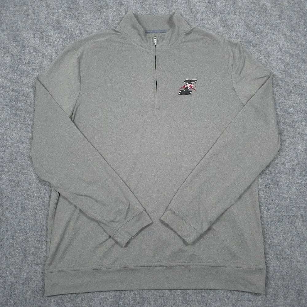 Johnnie-O Pullover Mens L Gray U of Indy Greyhounds Lightweight 1/4 Zip NCAA